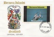 Bernera 1982 Helicopters #2 imperf deluxe sheet (£2 value) on special cover with first day cancel