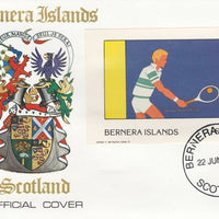 Bernera 1982 Tennis imperf deluxe sheet (£2 value) on special cover with first day cancel