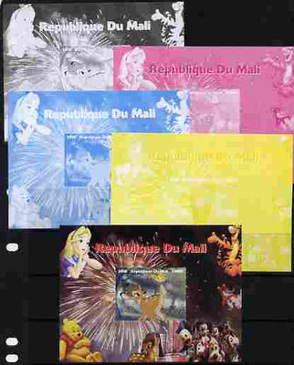 Mali 2010 Disney Characters with Olympic Rings #4 s/sheet - the set of 5 imperf progressive proofs comprising the 4 individual colours plus all 4-colour composite, unmounted mint