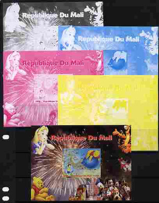 Mali 2010 Disney Characters with Olympic Rings #6 s/sheet - the set of 5 imperf progressive proofs comprising the 4 individual colours plus all 4-colour composite, unmounted mint