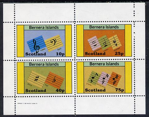 Bernera 1982 Musical Notes perf set of 4 values unmounted mint