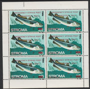 Stroma 1971 Fish 3s on 2s6d (Hake) overprinted 'Emergency Strike Post' for use on the British mainland, unmounted mint in complete perf sheetlet of 6