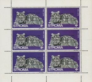 Stroma 1969 Cats 4d Silver Tabby opt'd for Investiture of Prince of Wales complete perf sheetlet of 6 unmounted mint