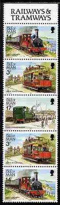 Isle of Man 1988-92 Manx Railways & Tramways booklet pane containing 14p-3p-17p-3p-14p unmounted mint SG 367a