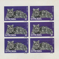 Stroma 1969 Cats 4d Silver Tabby opt'd for Investiture of Prince of Wales complete imperf sheetlet of 6 unmounted mint