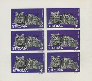 Stroma 1969 Cats 4d Silver Tabby opt'd for Investiture of Prince of Wales complete imperf sheetlet of 6 unmounted mint