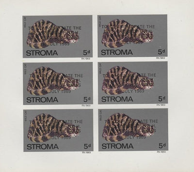Stroma 1969 Cats 5d Wild Cat opt'd for Investiture of Prince of Wales complete imperf sheetlet of 6 unmounted mint