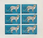 Stroma 1969 Cats 1s Chocolate Pointed Siamese opt'd for Investiture of Prince of Wales complete imperf sheetlet of 6 unmounted mint