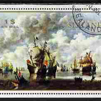 Sealand 1970 Paintings of ships $1 perf proof of m/sheet as issued but with white background, fine cto used