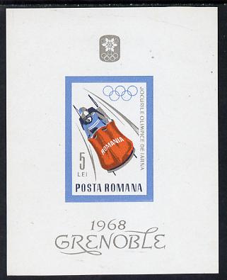 Rumania 1967 Grenoble Winter Olympics m/sheet (Bobsleigh) unmounted mint, SG MS3502, Mi BL 64