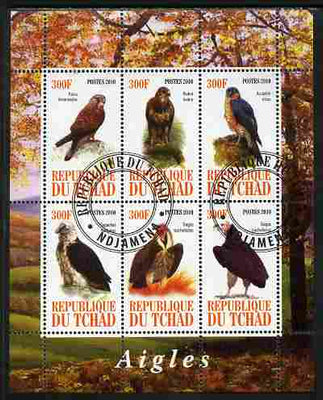 Chad 2010 Birds of Prey perf sheetlet containing 6 values fine cto used