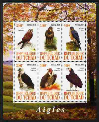 Chad 2010 Birds of Prey perf sheetlet containing 6 values unmounted mint