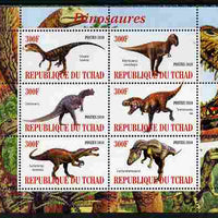 Chad 2010 Dinosaurs #1 perf sheetlet containing 6 values unmounted mint