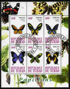 Chad 2010 Butterflies #1 perf sheetlet containing 6 values fine cto used