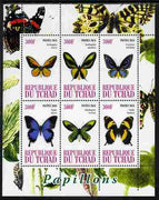 Chad 2010 Butterflies #1 perf sheetlet containing 6 values unmounted mint