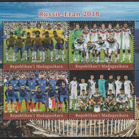 Madagascar 2018 Football World Cup - (Brazil, Germany, France & England) perf sheetlet containing 4 values unmounted mint. Note this item is privately produced and is offered purely on its thematic appeal.