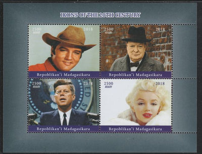 Madagascar 2018 Icons of 20th Century (Elvis, Churchill, Kennedy & Marilyn) perf sheetlet containing 4 values unmounted mint. Note this item is privately produced and is offered purely on its thematic appeal.