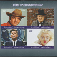 Madagascar 2018 Icons of 20th Century (Elvis, Churchill, Kennedy & Marilyn) imperf sheetlet containing 4 values unmounted mint. Note this item is privately produced and is offered purely on its thematic appeal.