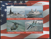 Madagascar 2018 American Military (Submarine,Cruiser, Helicopter & Jet) imperf sheetlet containing 4 values unmounted mint. Note this item is privately produced and is offered purely on its thematic appeal.