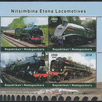 Madagascar 2018 Steam Locomotives perf sheetlet containing 4 values unmounted mint. Note this item is privately produced and is offered purely on its thematic appeal.