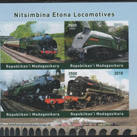Madagascar 2018 Steam Locomotives imperf sheetlet containing 4 values unmounted mint. Note this item is privately produced and is offered purely on its thematic appeal.