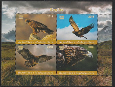 Madagascar 2018 Birds of Prey perf sheetlet containing 4 values unmounted mint. Note this item is privately produced and is offered purely on its thematic appeal.