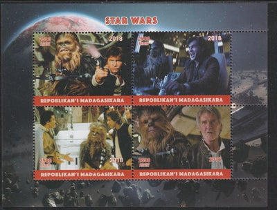 Madagascar 2018 Star Wars perf sheetlet containing 4 values unmounted mint. Note this item is privately produced and is offered purely on its thematic appeal.