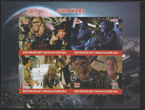 Madagascar 2018 Star Wars imperf sheetlet containing 4 values unmounted mint. Note this item is privately produced and is offered purely on its thematic appeal.