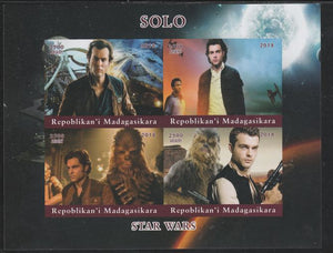 Madagascar 2018 Star Wars - Solo imperf sheetlet containing 4 values unmounted mint. Note this item is privately produced and is offered purely on its thematic appeal.