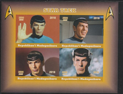 Madagascar 2018 Star Trek - Spok imperf sheetlet containing 4 values unmounted mint. Note this item is privately produced and is offered purely on its thematic appeal.