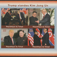 Chad 2018 Trump meets Kim Jong Un imperf sheetlet containing 4 values unmounted mint. Note this item is privately produced and is offered purely on its thematic appeal, it has no postal validity