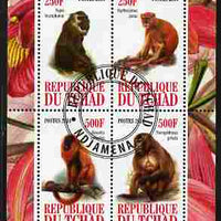 Chad 2010 Monkeys perf sheetlet containing 4 values fine cto used