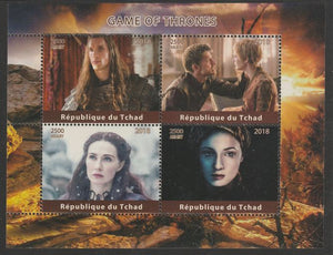 Chad 2018 Game of Thrones perf sheetlet containing 4 values unmounted mint. Note this item is privately produced and is offered purely on its thematic appeal, it has no postal validity