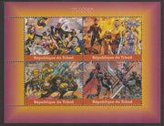 Chad 2018 X-Men perf sheetlet containing 4 values unmounted mint. Note this item is privately produced and is offered purely on its thematic appeal, it has no postal validity