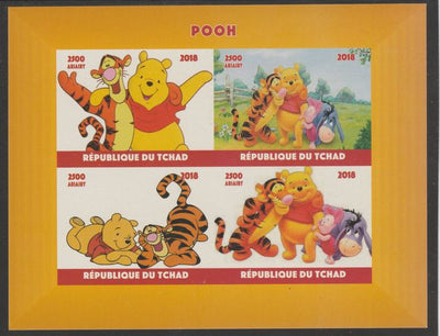 Chad 2018 Pooh Bear imperf sheetlet containing 4 values unmounted mint. Note this item is privately produced and is offered purely on its thematic appeal, it has no postal validity