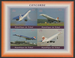 Chad 2018 Concorde imperf sheetlet containing 4 values unmounted mint. Note this item is privately produced and is offered purely on its thematic appeal, it has no postal validity