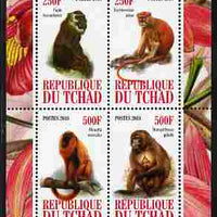 Chad 2010 Monkeys perf sheetlet containing 4 values unmounted mint