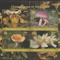 Chad 2018 Orchids & Mushrooms perf sheetlet containing 4 values unmounted mint. Note this item is privately produced and is offered purely on its thematic appeal, it has no postal validity