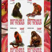 Chad 2010 Monkeys imperf sheetlet containing 4 values unmounted mint