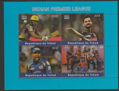 Chad 2018 Cricket - Indian Premier League perf sheetlet containing 4 values unmounted mint. Note this item is privately produced and is offered purely on its thematic appeal, it has no postal validity