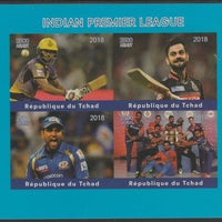 Chad 2018 Cricket - Indian Premier League imperf sheetlet containing 4 values unmounted mint. Note this item is privately produced and is offered purely on its thematic appeal, it has no postal validity