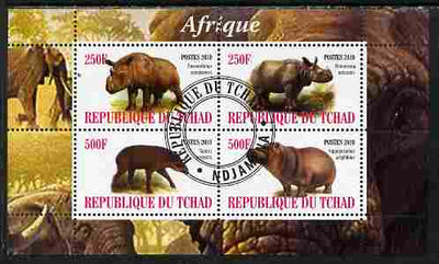 Chad 2010 African Fauna #1 perf sheetlet containing 4 values fine cto used