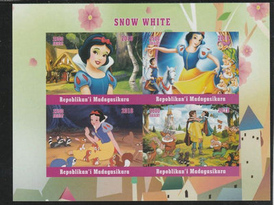 Madagascar 2018 Snow White imperf sheetlet containing 4 values unmounted mint. Note this item is privately produced and is offered purely on its thematic appeal.