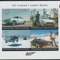 Madagascar 2018 James Bond's Cars imperf sheetlet containing 4 values unmounted mint. Note this item is privately produced and is offered purely on its thematic appeal.