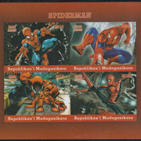 Madagascar 2018 Spiderman imperf sheetlet containing 4 values unmounted mint. Note this item is privately produced and is offered purely on its thematic appeal.