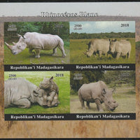 Madagascar 2018 Rhinos imperf sheetlet containing 4 values unmounted mint. Note this item is privately produced and is offered purely on its thematic appeal.
