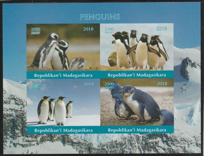 Madagascar 2018 Penguins imperf sheetlet containing 4 values unmounted mint. Note this item is privately produced and is offered purely on its thematic appeal.