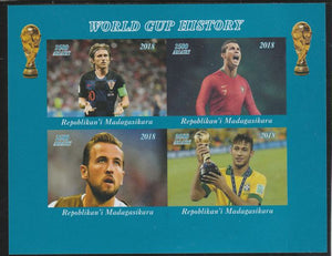 Madagascar 2018 Football - World Cup History imperf sheetlet containing 4 values unmounted mint. Note this item is privately produced and is offered purely on its thematic appeal.