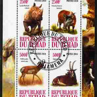 Chad 2010 African Fauna #2 perf sheetlet containing 4 values fine cto used