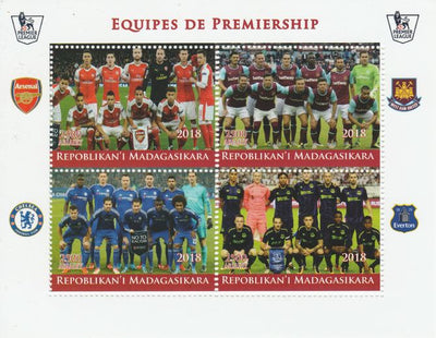 Madagascar 2018 Premier League Football Teams #1 perf sheetlet containing 4 values unmounted mint. Note this item is privately produced and is offered purely on its thematic appeal.